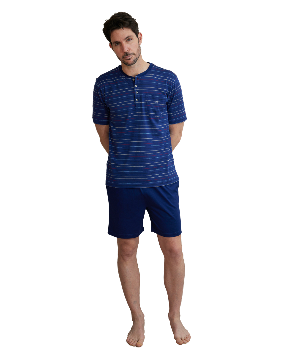 Pijama corto hilo de Escocia rayas