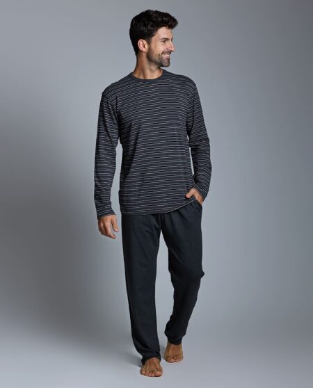 Pijama Modal rayas Antaeus granate-gris