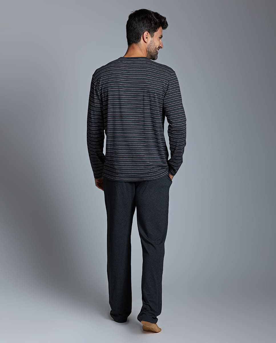 14816314_2 Pijama Modal rayas Antaeus granate-gris