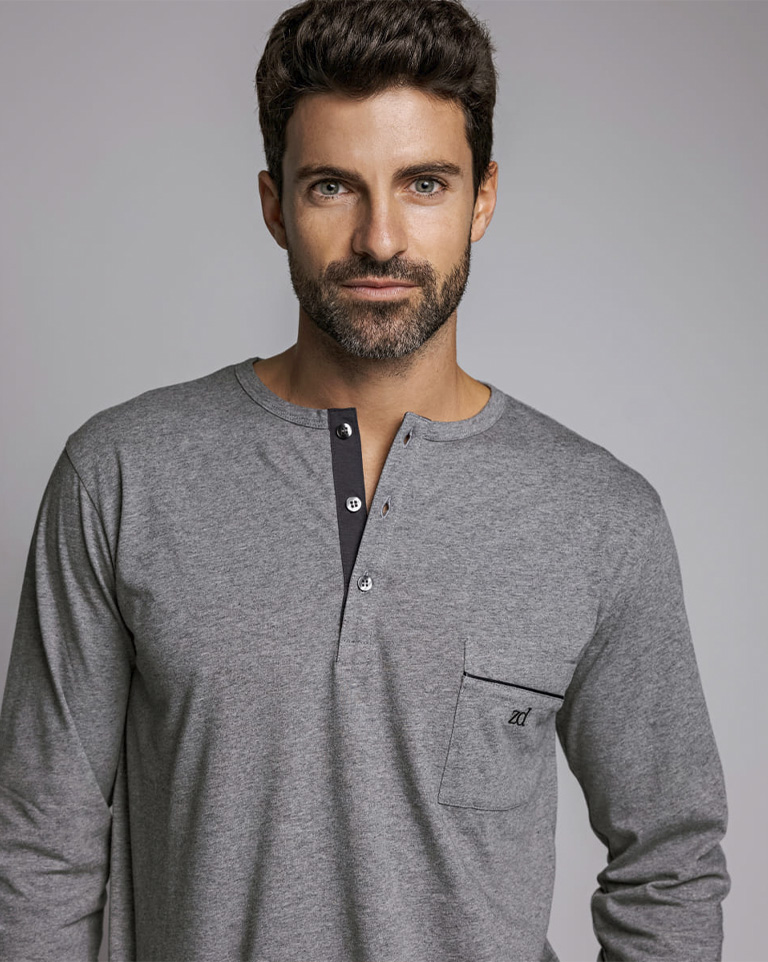 Mercerized cotton grey pyjama set